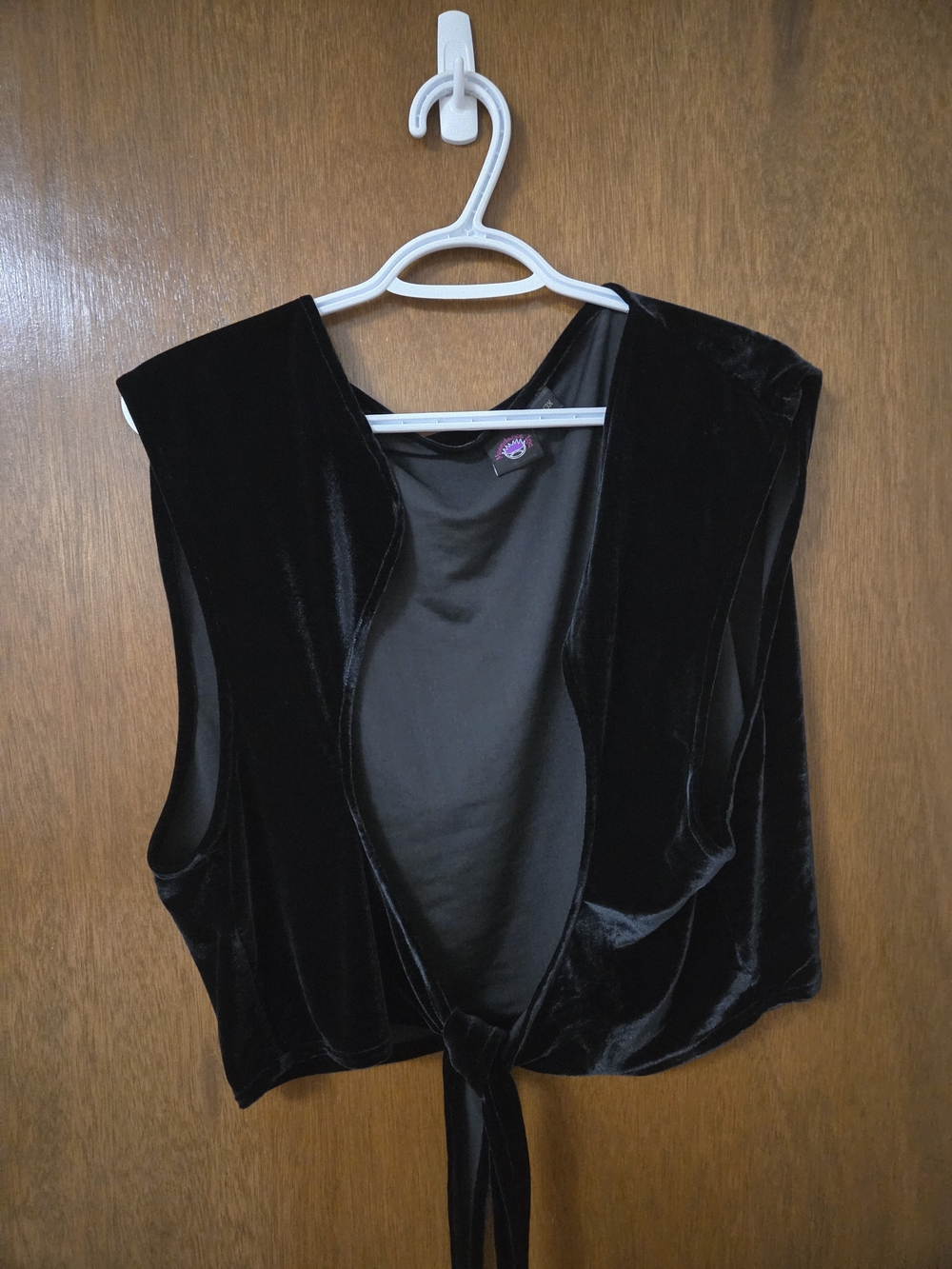 Black Velvet Tie-Front Crop Top